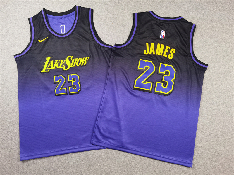 Youth  Los Angeles Lakers #23 James purple 2024 2025 NBA jersey->los angeles lakers->NBA Jersey